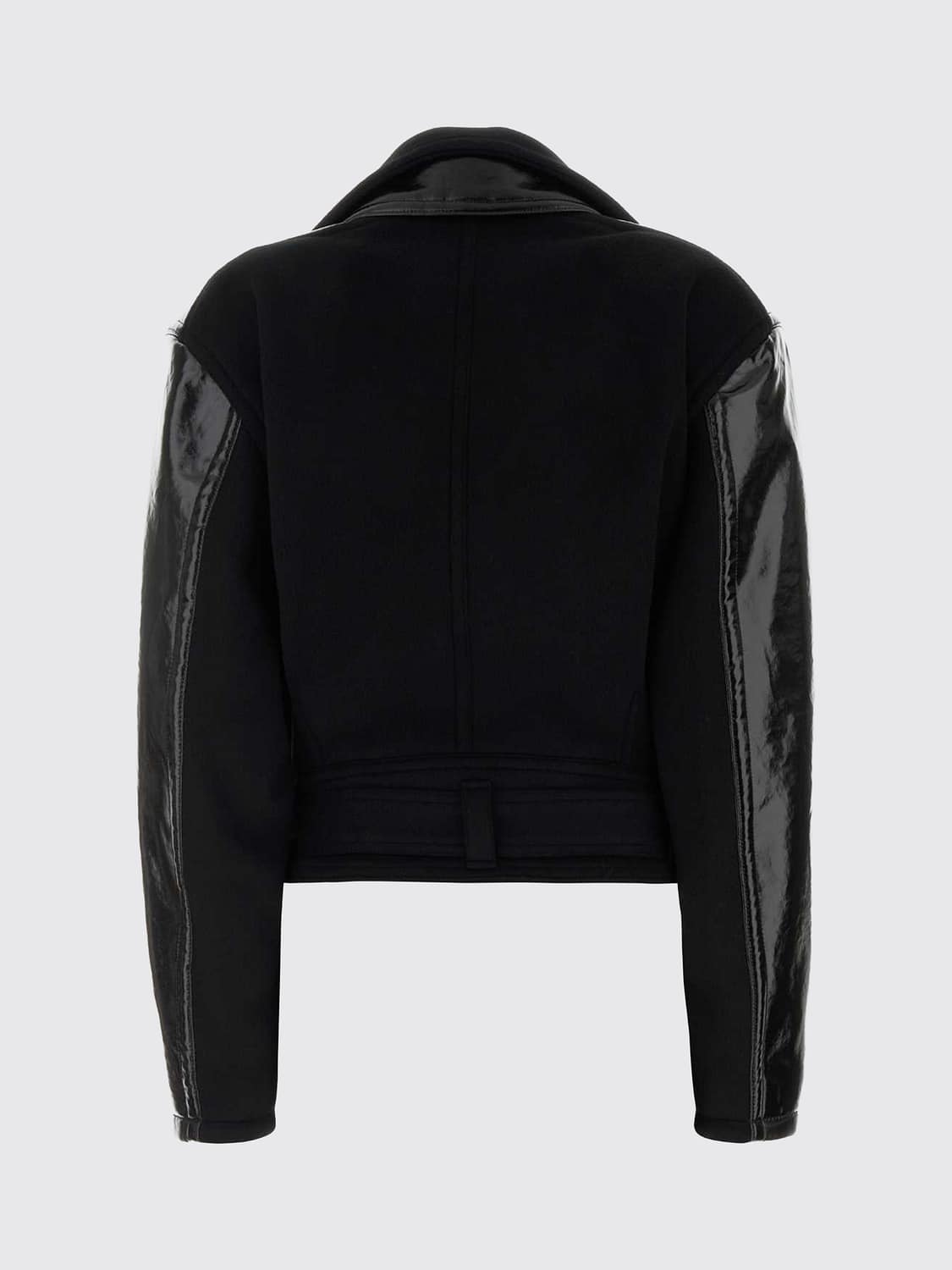 ISABEL MARANT GIACCA: Giacca biker Isabel Marant in misto lana e cashmere con cintura in vita, Nero - Img 3