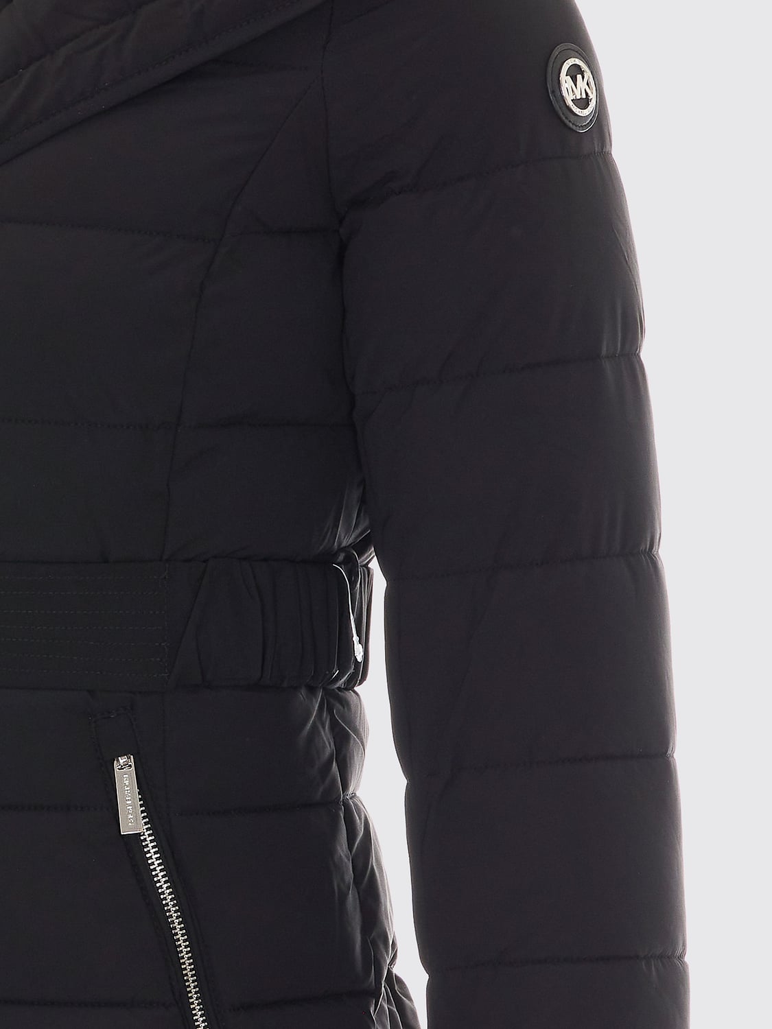 MICHAEL KORS JACKE: Kurze gesteppte Daunenjacke von Michael Kors mit Gürtel und Kapuze, Schwarz - Img 4
