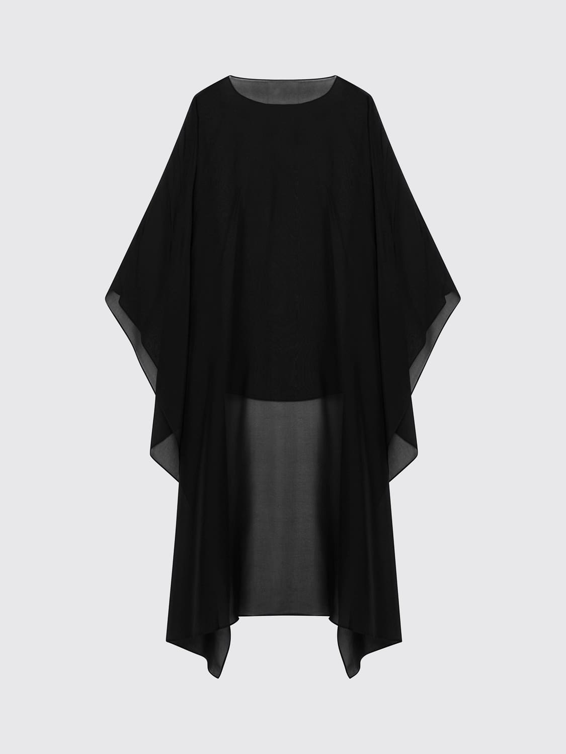 ALMADA LABEL TOP: Asymmetrisches Chiffon-Top von Almada Label mit langen Ärmeln und Rundhalsausschnitt, Schwarz - Img 3