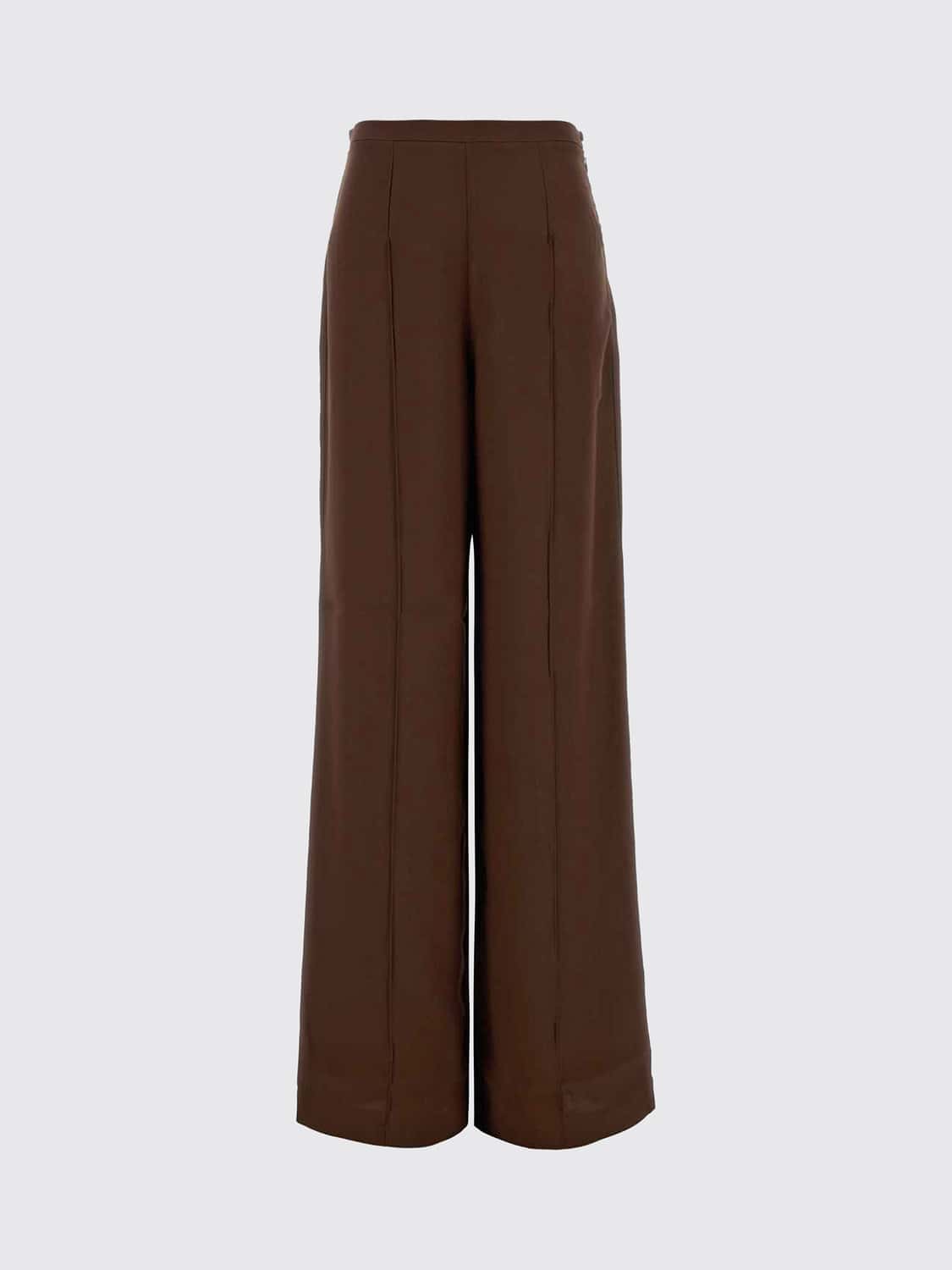 TALLER MARMO HOSE: Weit geschnittene Palazzo-Hose von Taller Marmo aus Crêpe mit hoher Taille, Braun - Img 2