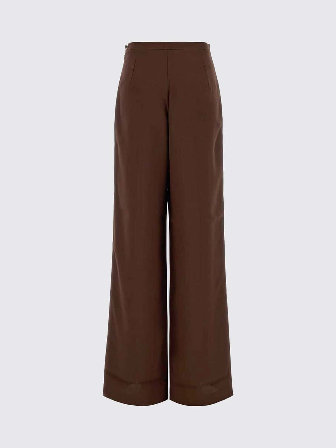 TALLER MARMO HOSE: Weit geschnittene Palazzo-Hose von Taller Marmo aus Crêpe mit hoher Taille, Braun - Img 3