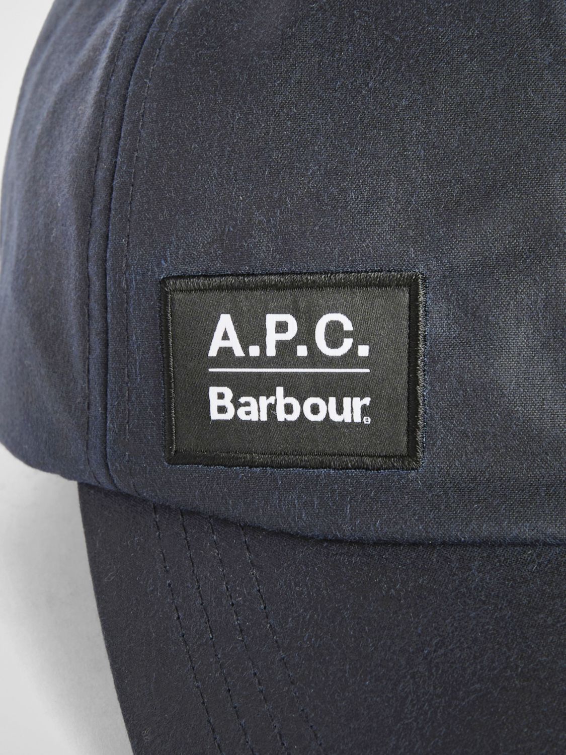 A.P.C. HAT: A.P.C. x Barbour Baseball Cap in Waxed Cotton with Embroidered Logo, Blue - Img 3