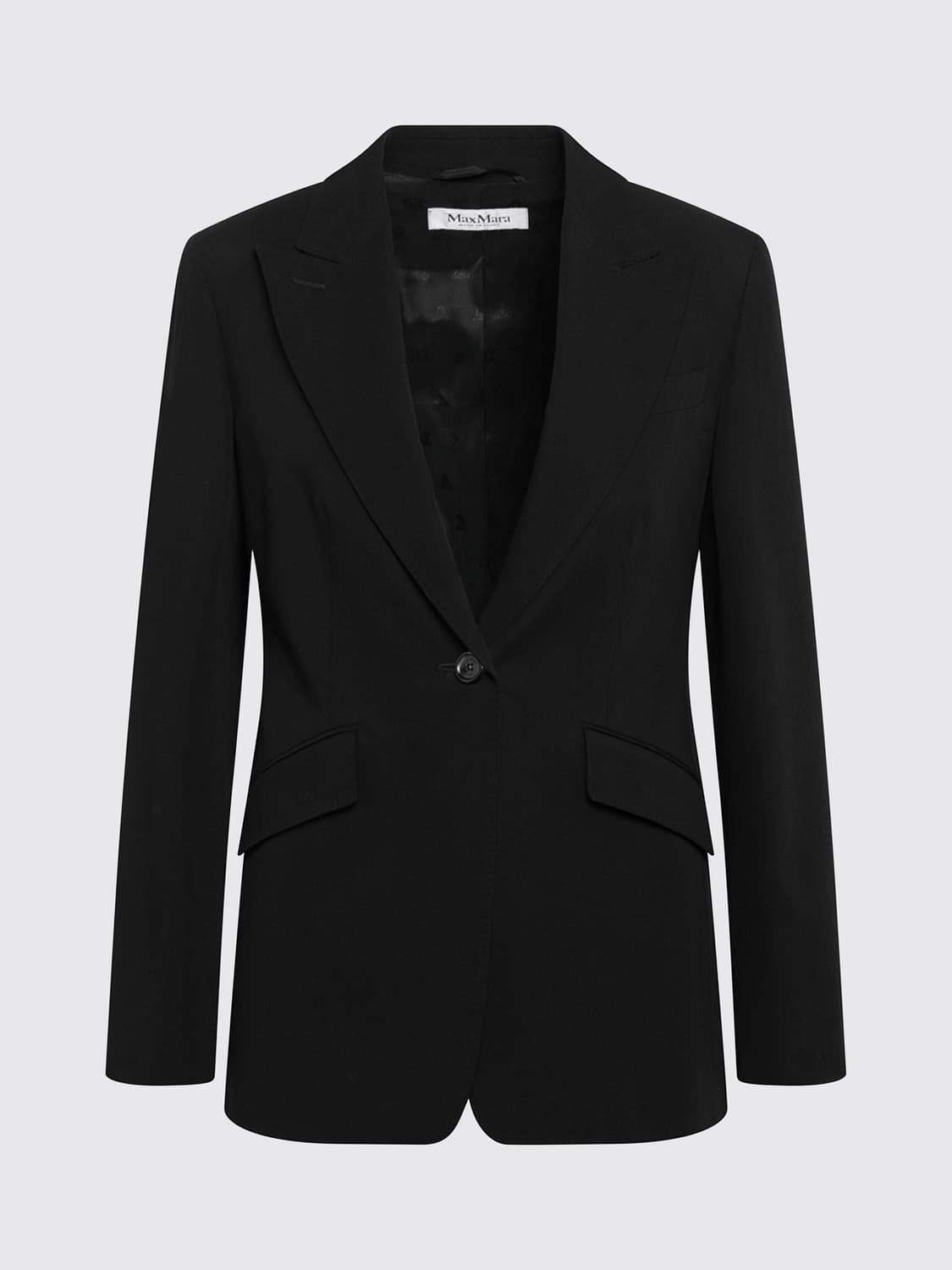 MAX MARA JACKET: Max Mara Single-Breasted Blazer with One-Button Closure and Peak Lapels, Black - Img 2