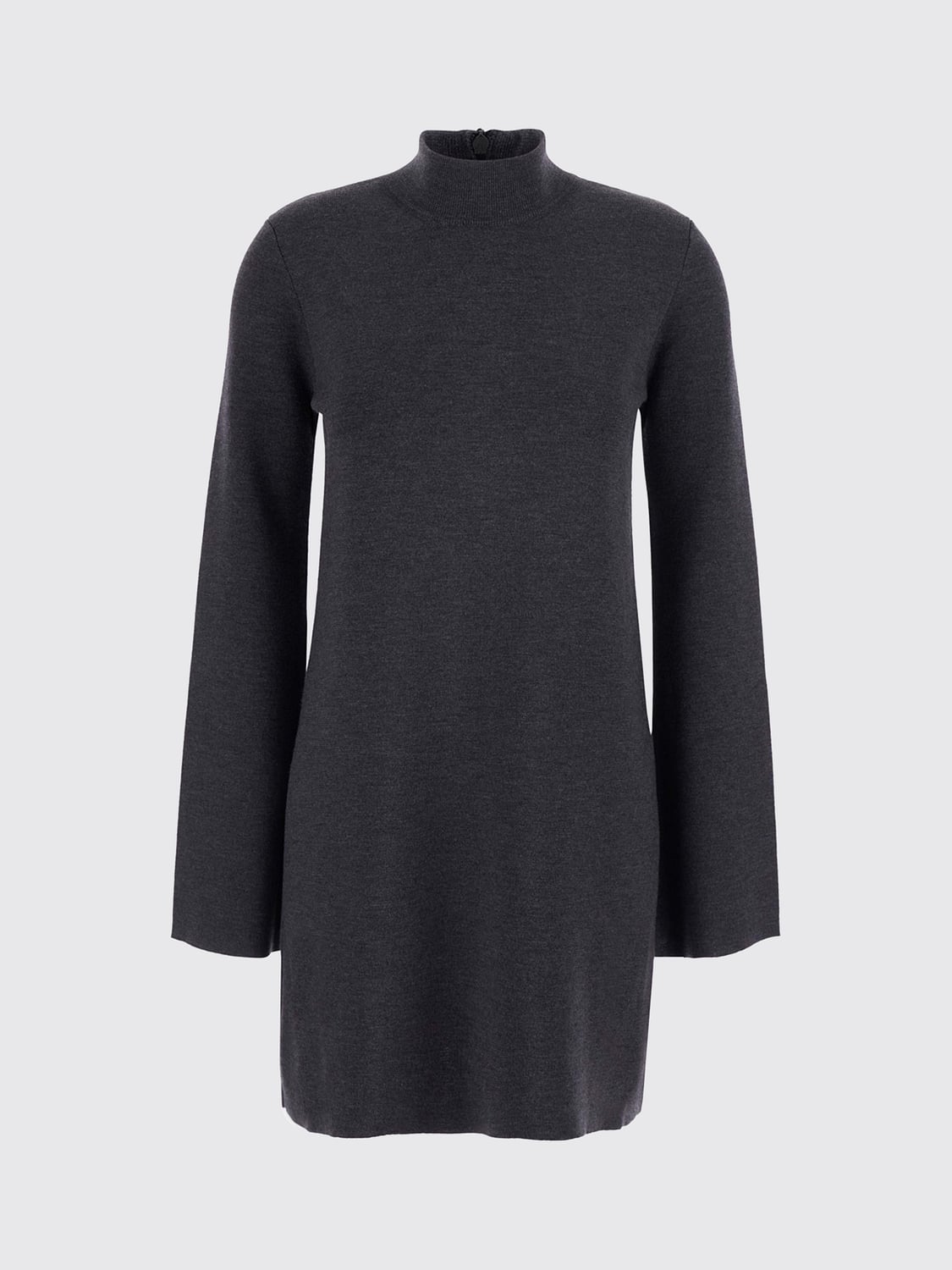 SEMICOUTURE VESTIDO: Minivestido de punto Semicouture de mezcla de lana con cuello alto y corte slim, Gris - Img 2
