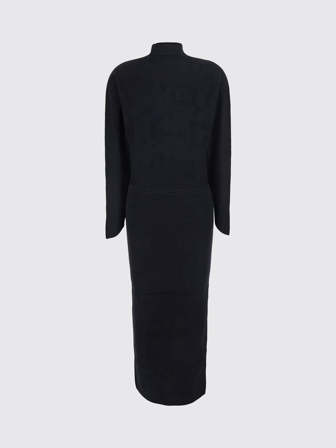 SEMICOUTURE VESTIDO: Vestido largo de punto Semicouture de pura lana merina con cuello alto y corte slim, Negro - Img 2