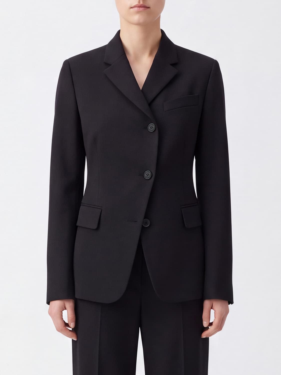 ACNE STUDIOS CHAQUETA: Blazer cruzado de poliéster Acne Studios con solapas de pico, Negro - Img 1