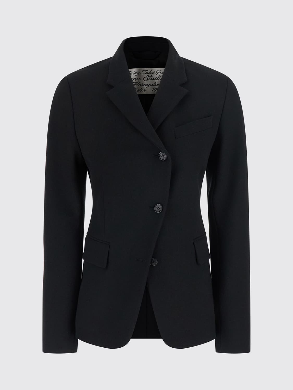 ACNE STUDIOS CHAQUETA: Blazer cruzado de poliéster Acne Studios con solapas de pico, Negro - Img 2