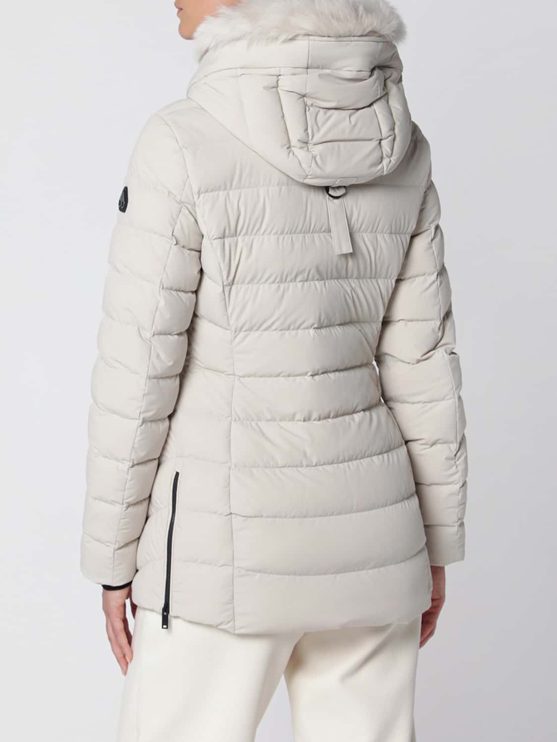 MOOSE KNUCKLES GIACCA: Piumino Roselawn Moose Knuckles slim fit in nylon con cappuccio in shearling, Ghiaccio - Img 2
