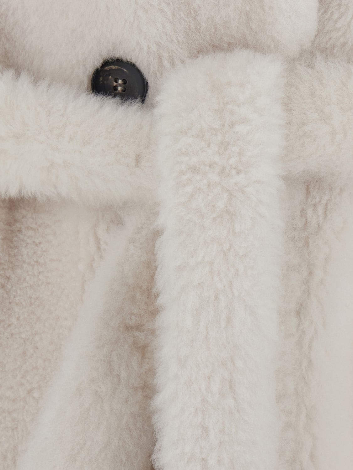 SUPREMA PELLICCIA: Cappotto lungo doppiopetto Suprema in pelliccia sintetica con cintura, Bianco - Img 4