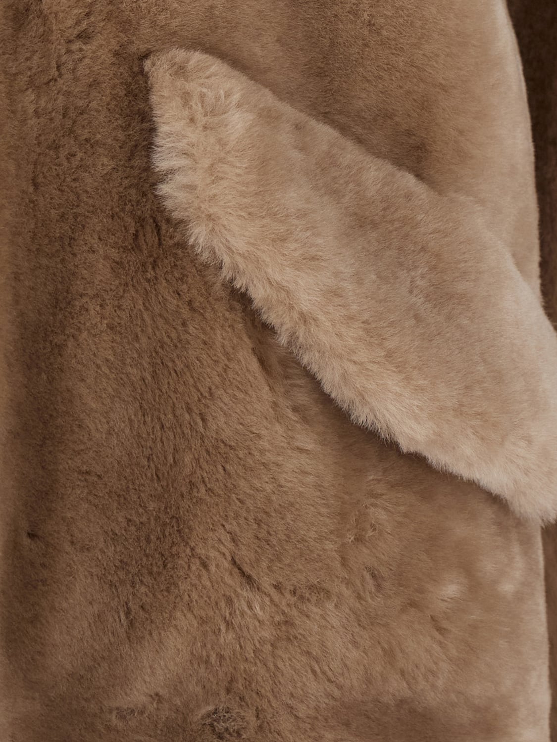 BLANCHA FUR COAT: Blancha Short Hooded Shearling Jacket with Zip Closure, Beige - Img 4