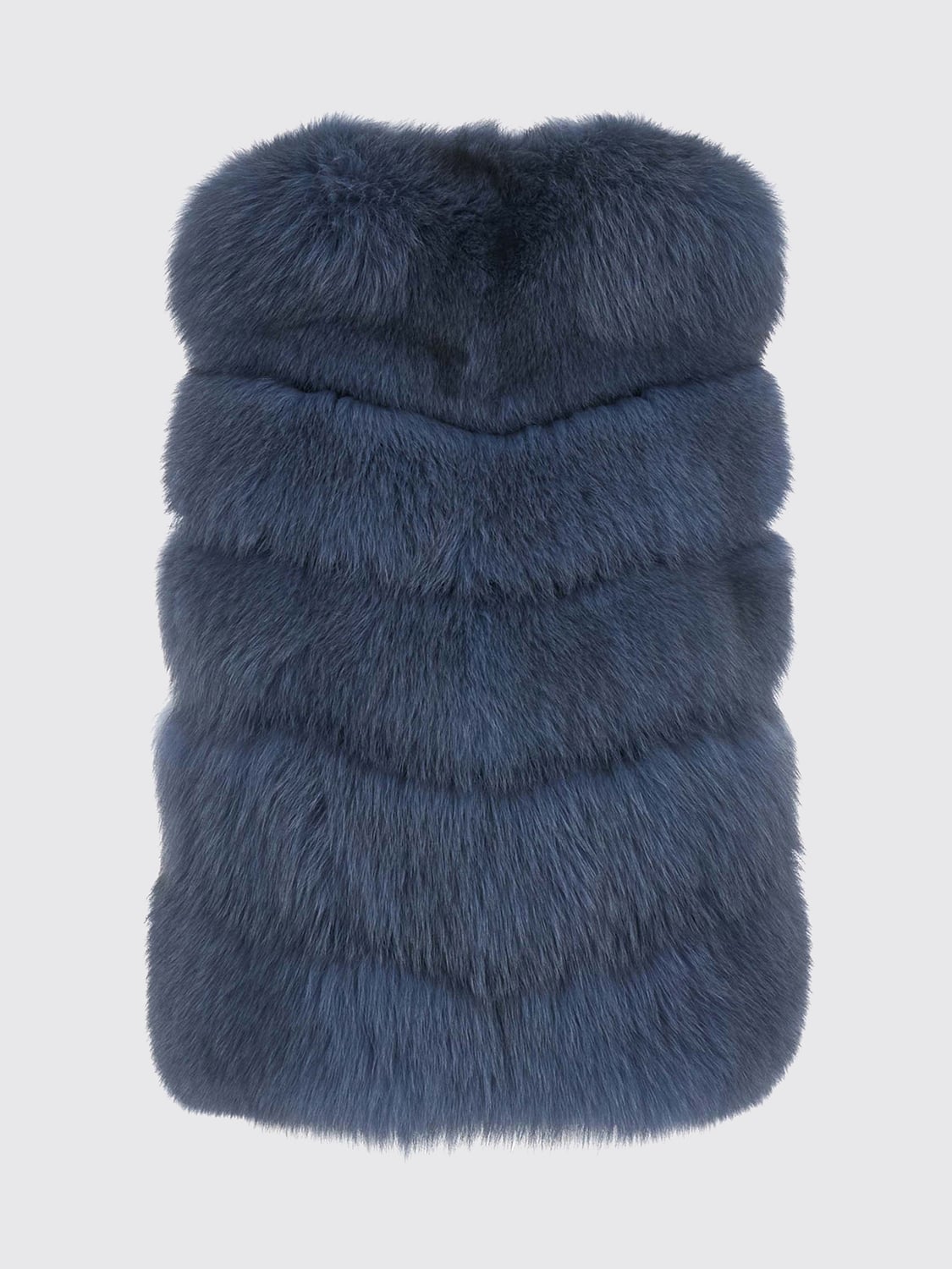 SUPREMA PELLICCIA: Gilet girocollo Suprema in misto lana e alpaca senza maniche, Blue - Img 3
