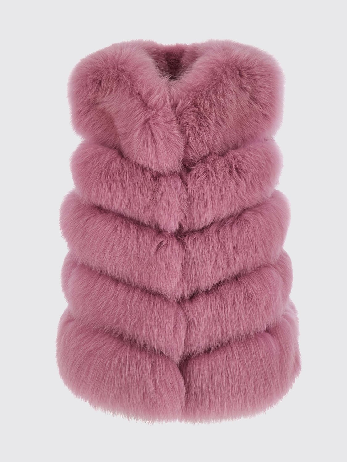 SUPREMA PELLICCIA: Gilet girocollo Suprema in pura lana senza maniche con tasche a fessura, Viola - Img 2