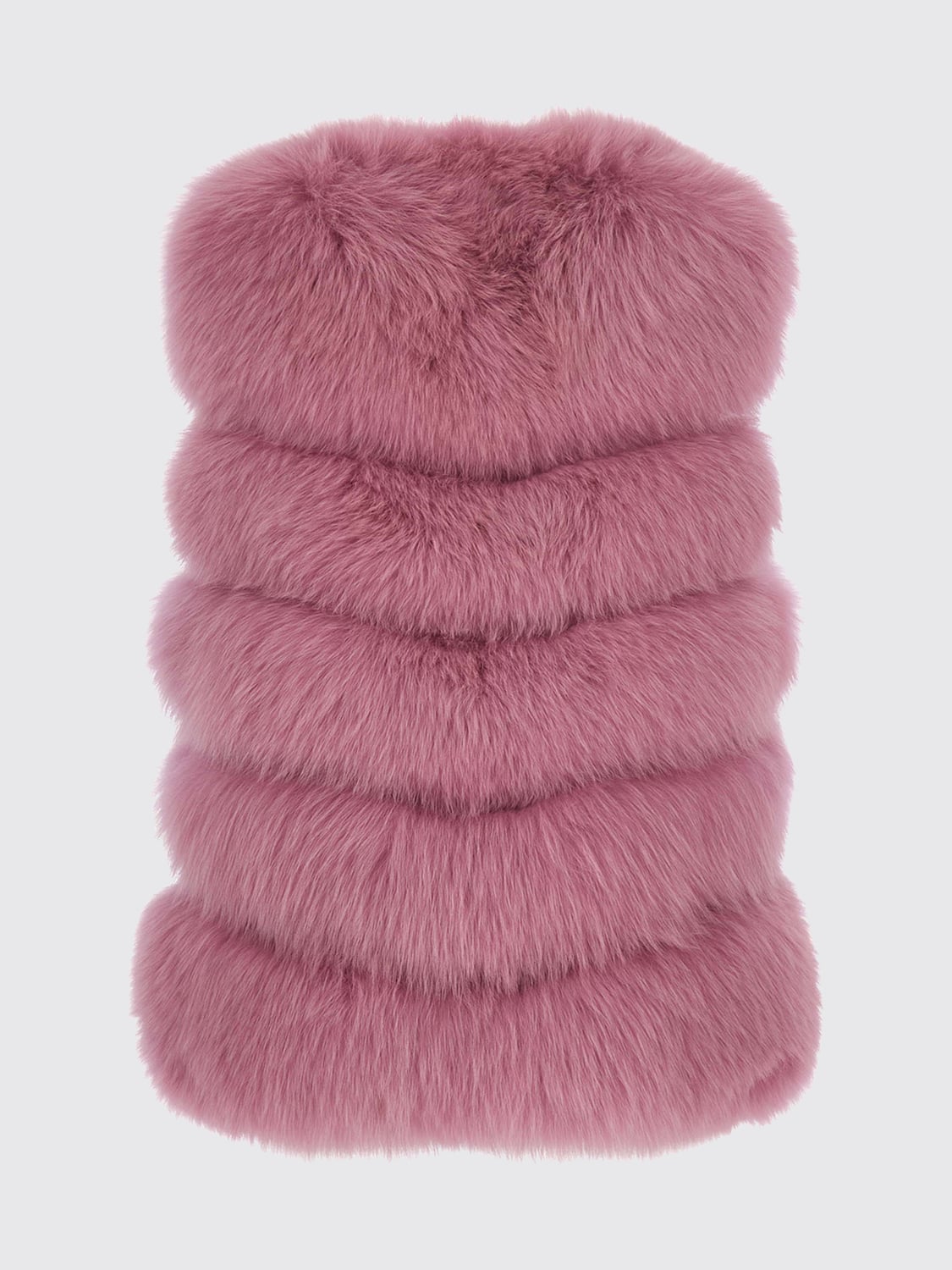 SUPREMA PELLICCIA: Gilet girocollo Suprema in pura lana senza maniche con tasche a fessura, Viola - Img 3