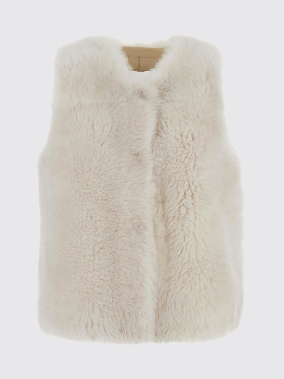 SUPREMA PELLICCIA: Gilet girocollo Suprema in pelle di pitone con chiusura a scomparsa, Beige - Img 2