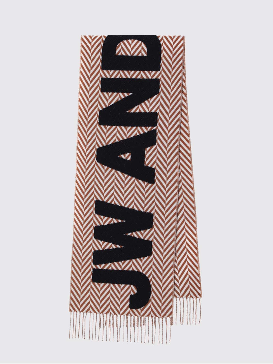 JW ANDERSON SCHAL: Wollschal Jw Anderson mit Chevron-Muster und Kontrastlogo, Bunt - Img 1