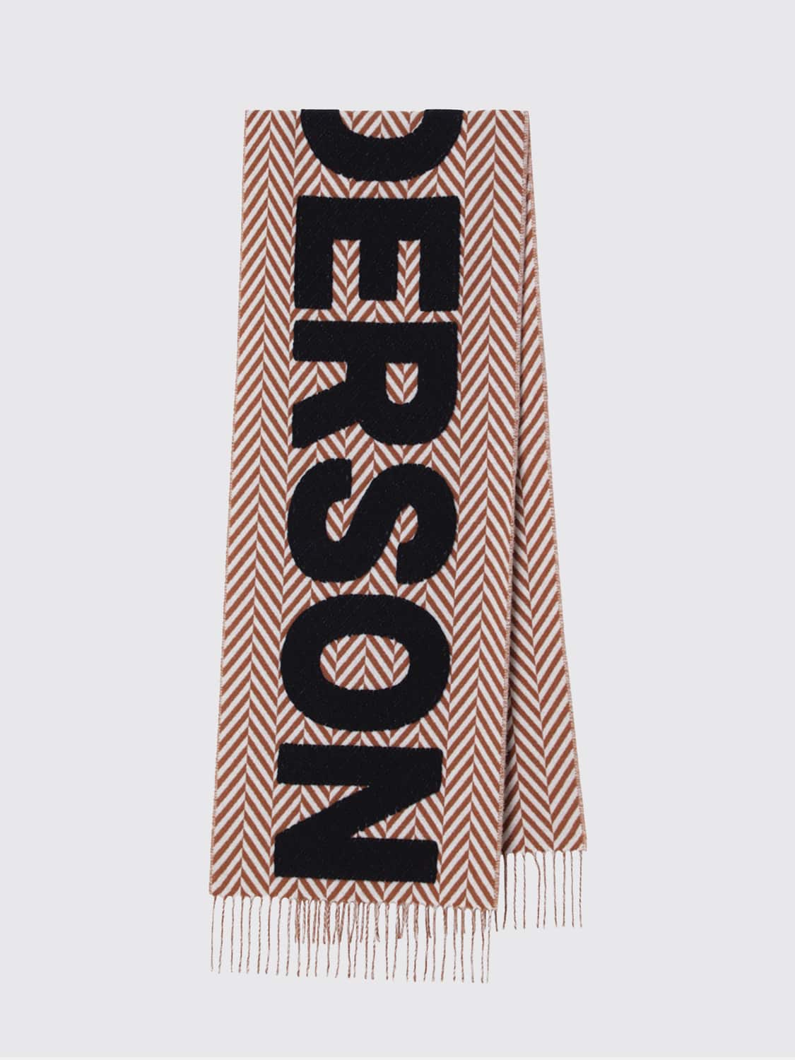 JW ANDERSON SCHAL: Wollschal Jw Anderson mit Chevron-Muster und Kontrastlogo, Bunt - Img 2