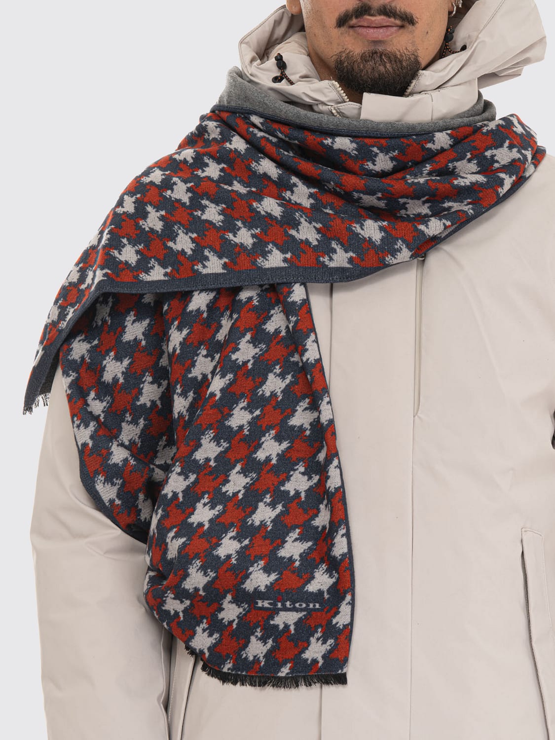 KITON BUFANDA: Bufanda hombre Kiton, Azul Oscuro - Img 1