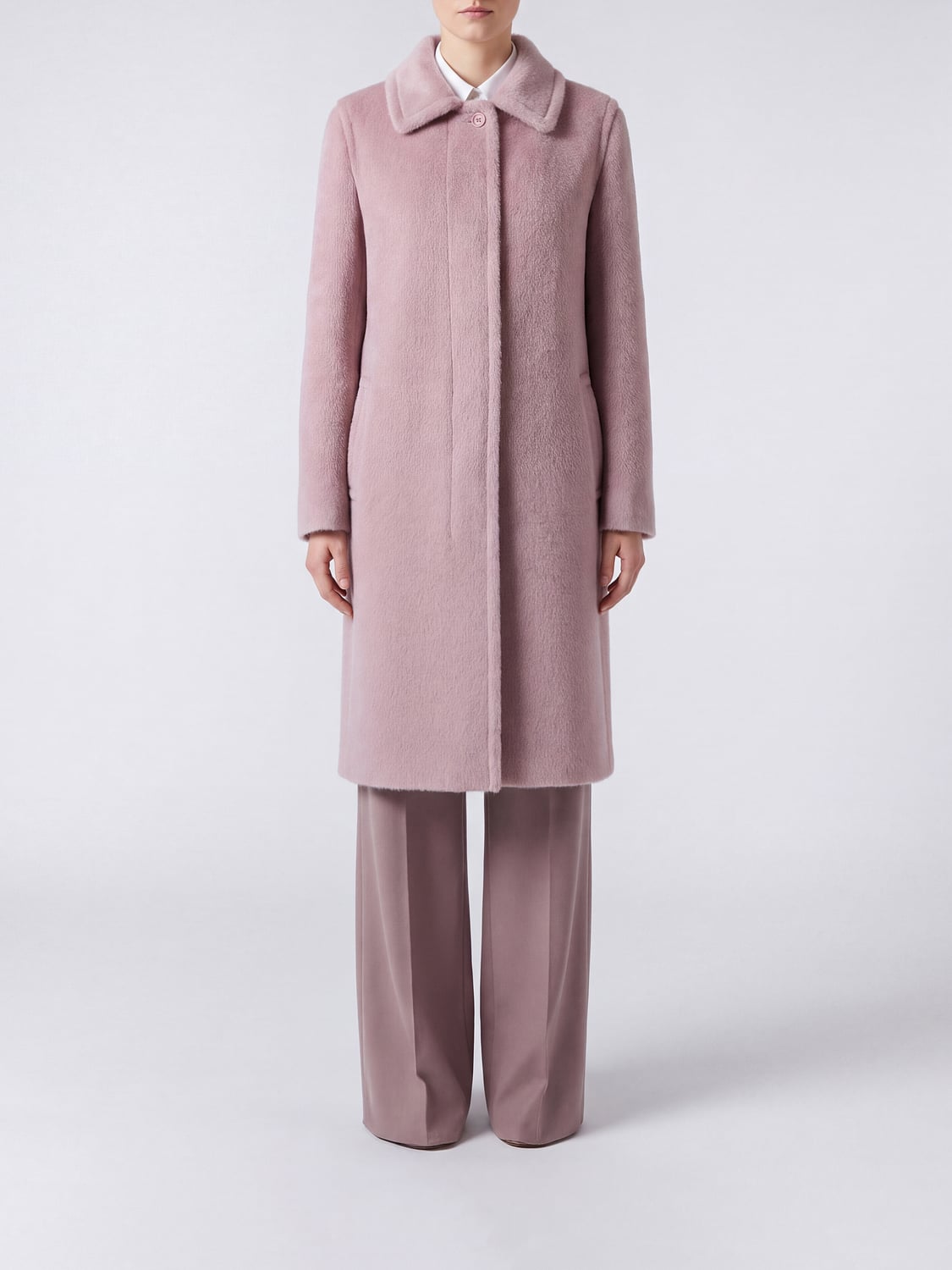 TAGLIATORE COAT: Tagliatore Single-Breasted Knee-Length Coat in Alpaca and Virgin Wool, Pink - Img 1