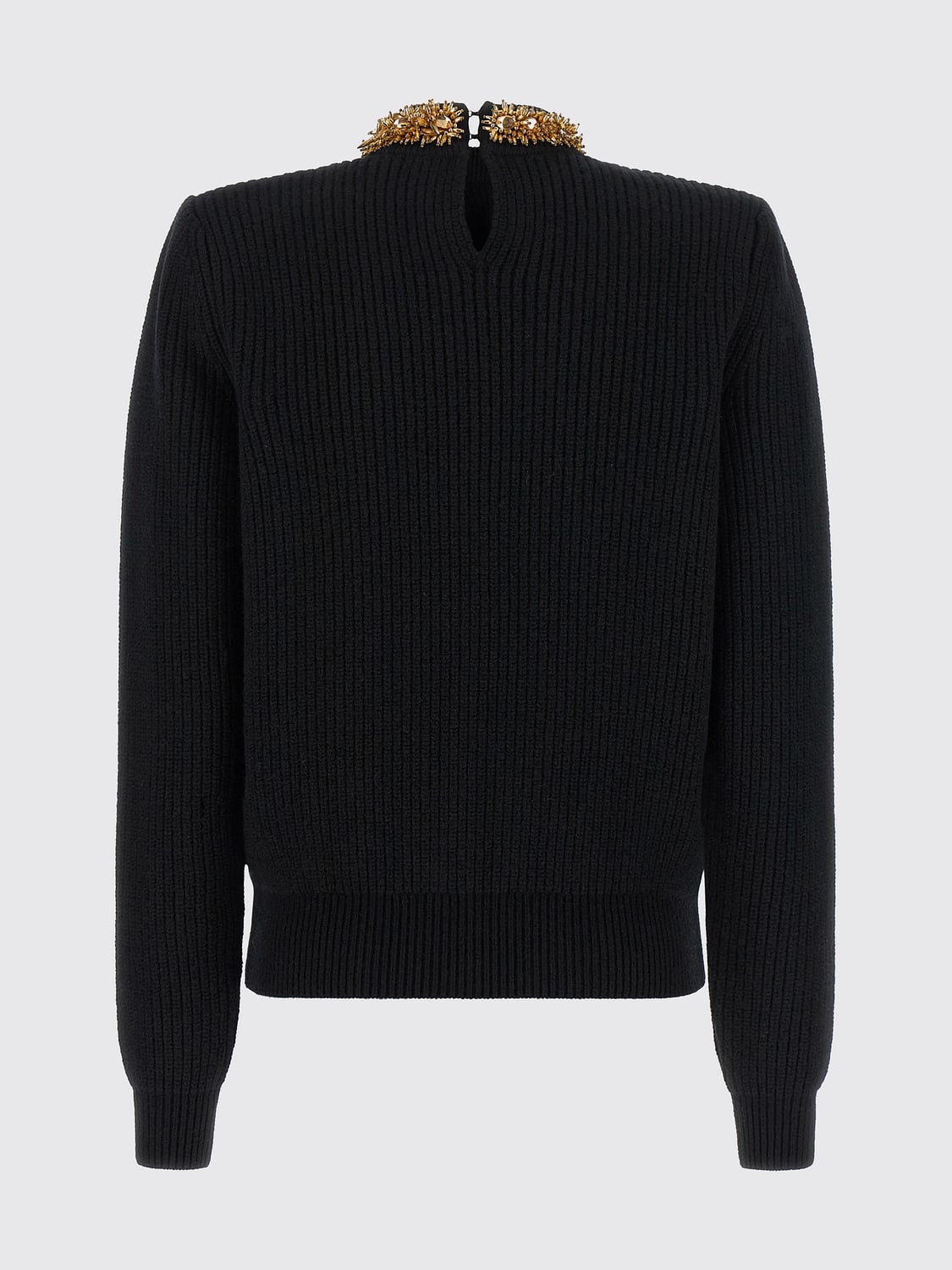 BALMAIN JERSEY: Jersey Balmain de lana y cachemir con bordado de cristales y cuentas, Negro - Img 3