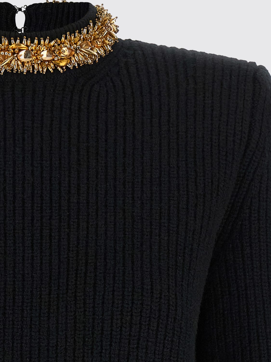 BALMAIN JERSEY: Jersey Balmain de lana y cachemir con bordado de cristales y cuentas, Negro - Img 4