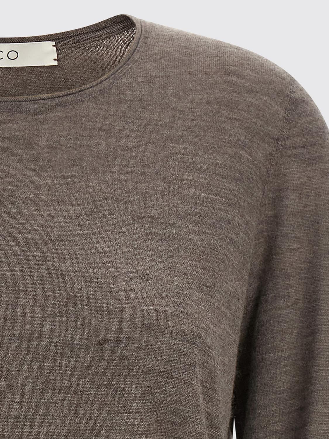 CO SWEATER: Co Pure Cashmere Long-Sleeved Crew Neck Jumper, Brown - Img 4
