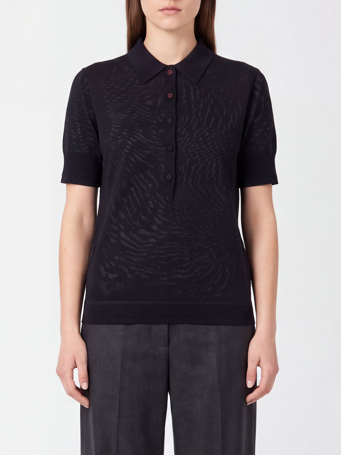 PAUL SMITH POLO: Polo in maglia di lana Paul Smith a maniche corte con paramontura a 5 bottoni, Blue - Img 1