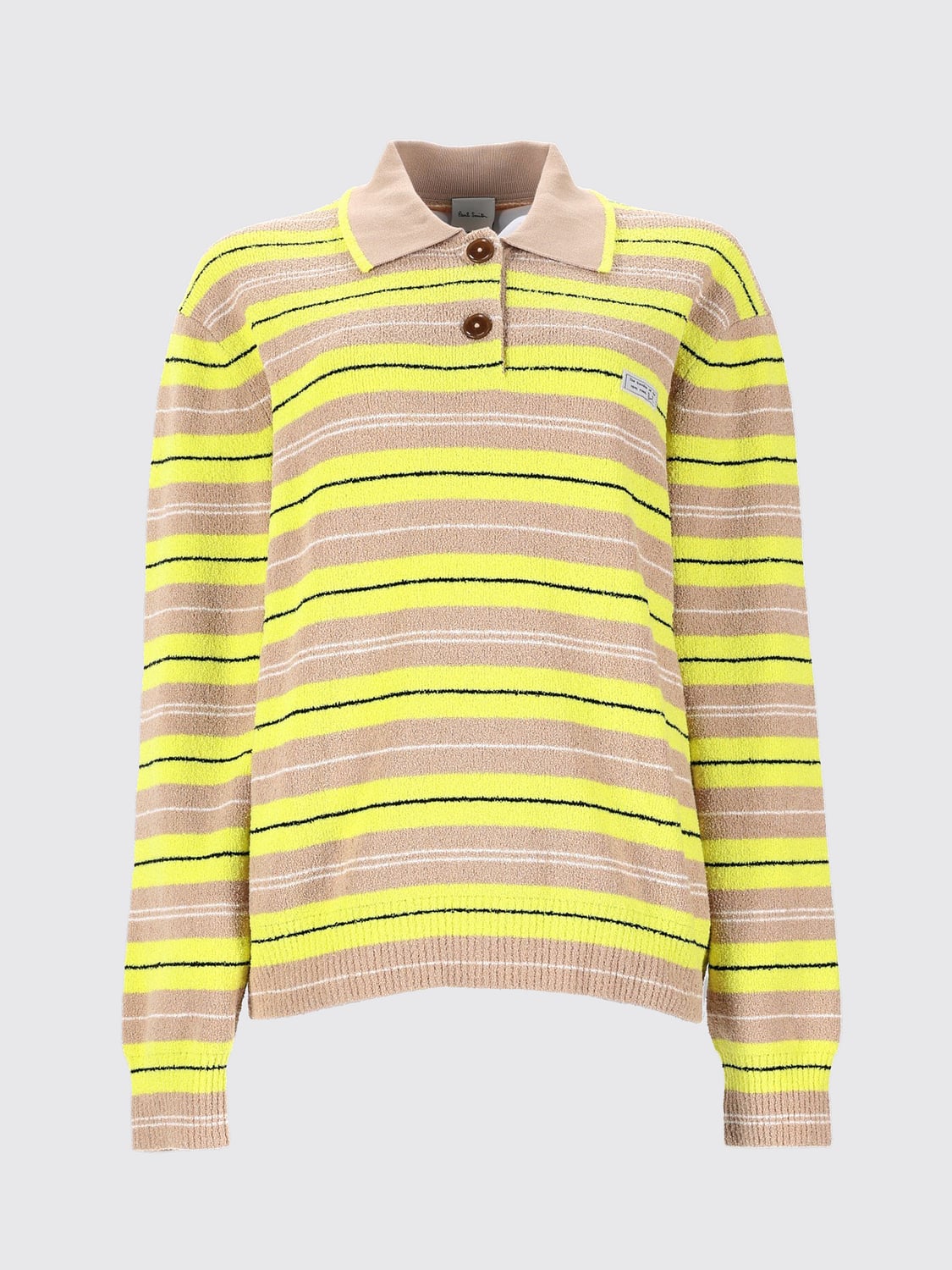 PAUL SMITH POLO: Polo en maille de coton Paul Smith à rayures à manches longues avec logo, Jaune - Img 2