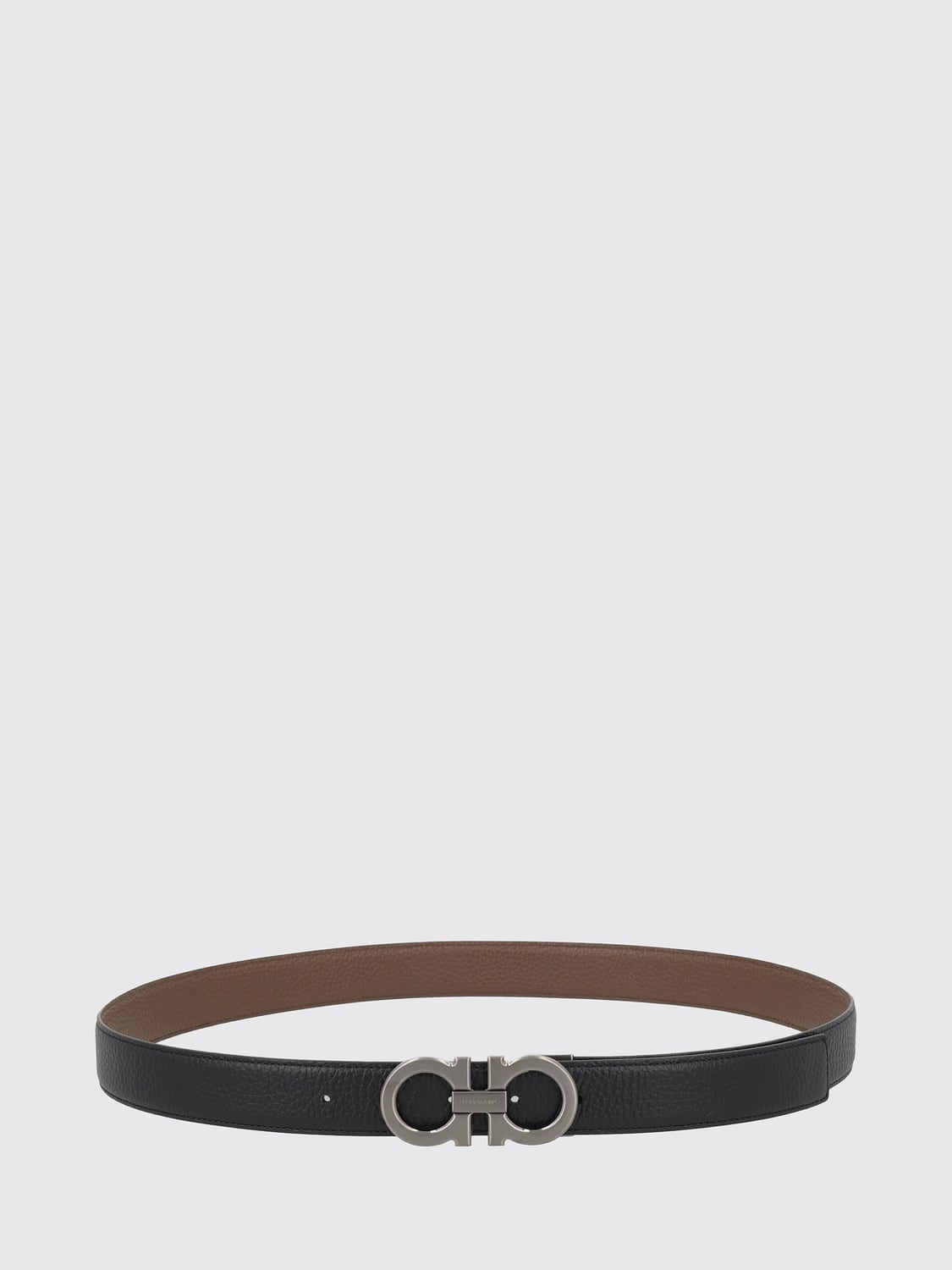 FERRAGAMO BELT: Reversible Gancini Buckle Ferragamo Belt in Calf Leather, Black - Img 1