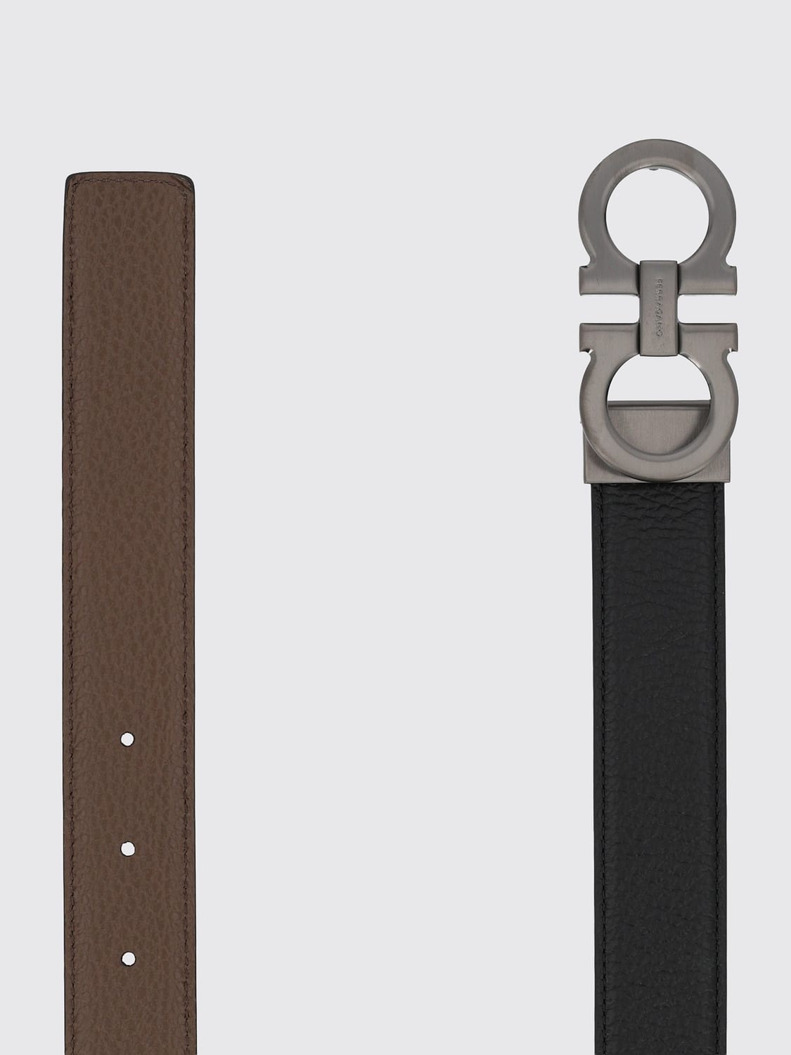 FERRAGAMO BELT: Reversible Gancini Buckle Ferragamo Belt in Calf Leather, Black - Img 2