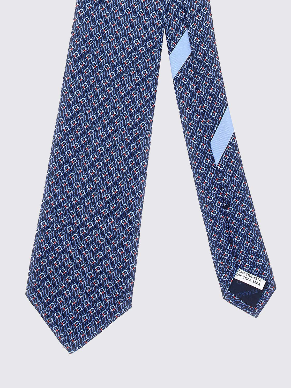 FERRAGAMO CRAVATTA: Cravatta Ferragamo in seta con motivo logo Gancini all-over, Blue - Img 2