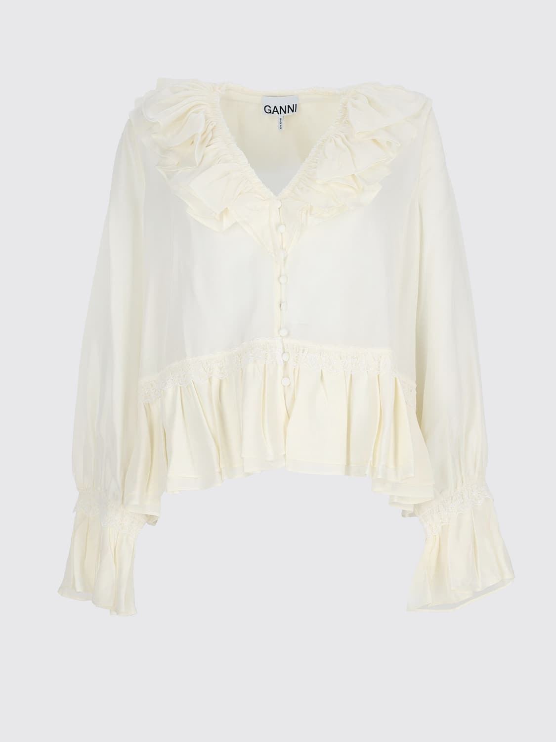 GANNI HEMDBLUSE: Hemdbluse damen Ganni, Ivory - Img 2