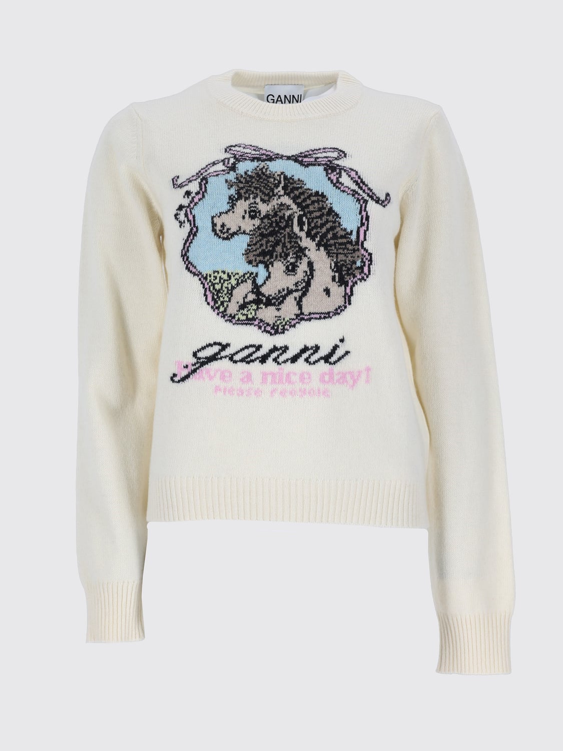 GANNI PULLOVER: Pullover damen Ganni, Ivory - Img 2