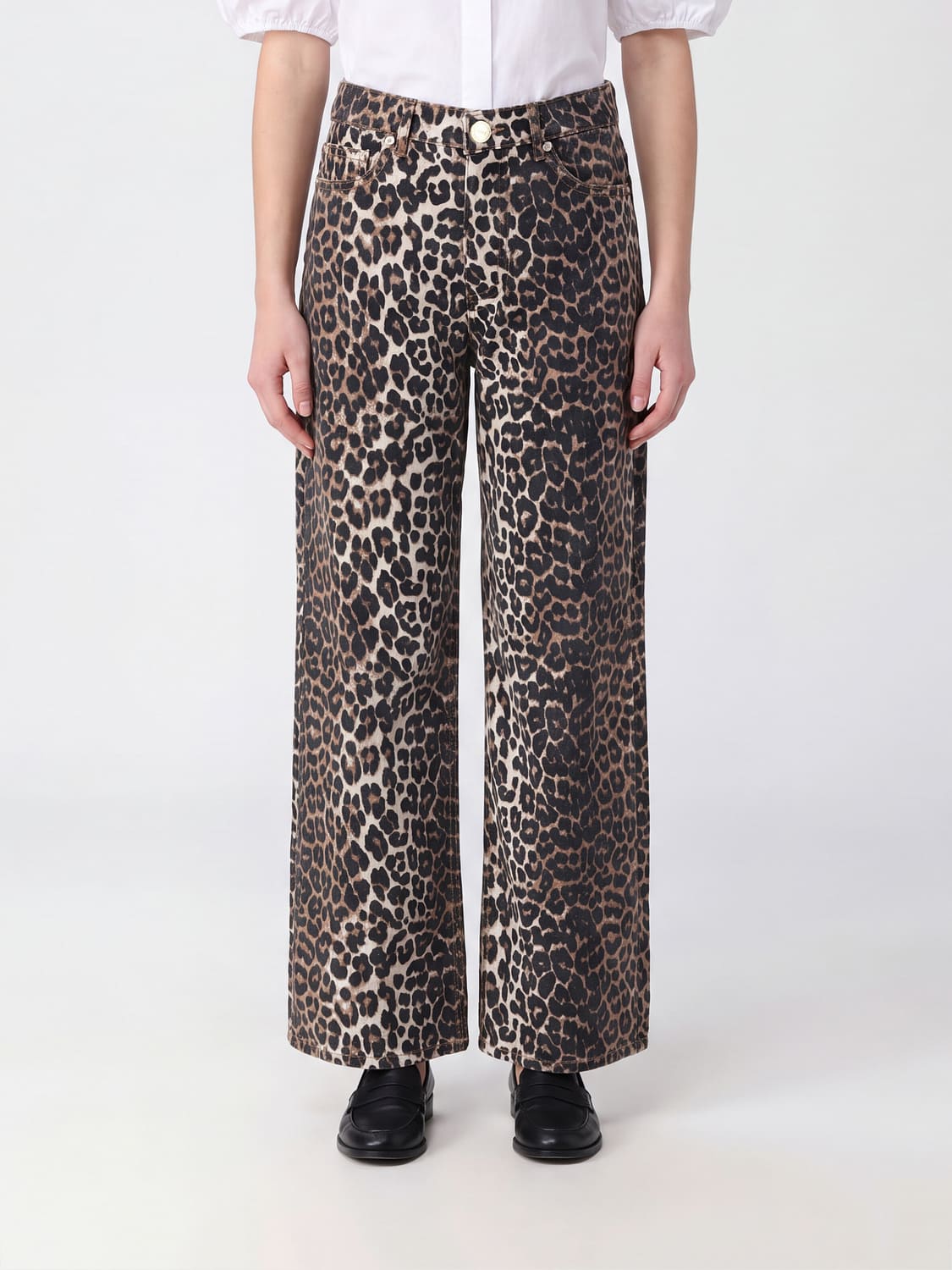 GANNI JEANS: Jeans donna Ganni, Marrone - Img 1