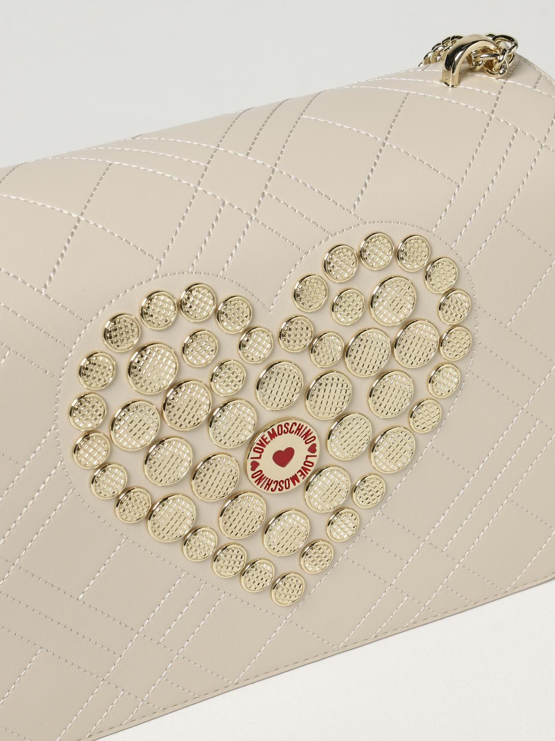 Love Moschino bag in synthetic leather with big heart - Ivory
