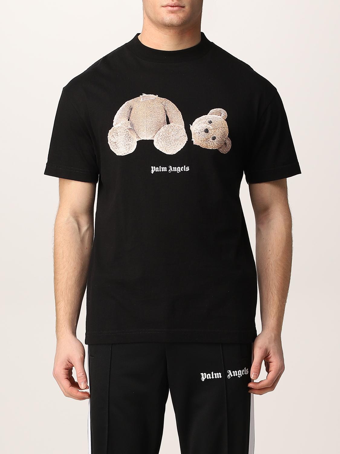 PALM ANGELS: Teddy Bear cotton t-shirt with logo - Black | Palm 
