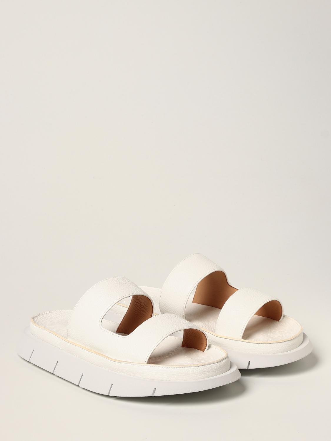 MARSÈLL: Intagliato sandals in dry milled leather - White