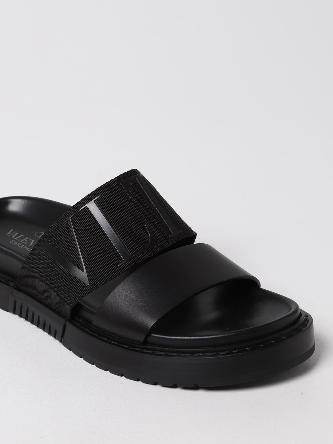 VALENTINO GARAVANI: fabric and leather sandals - Black