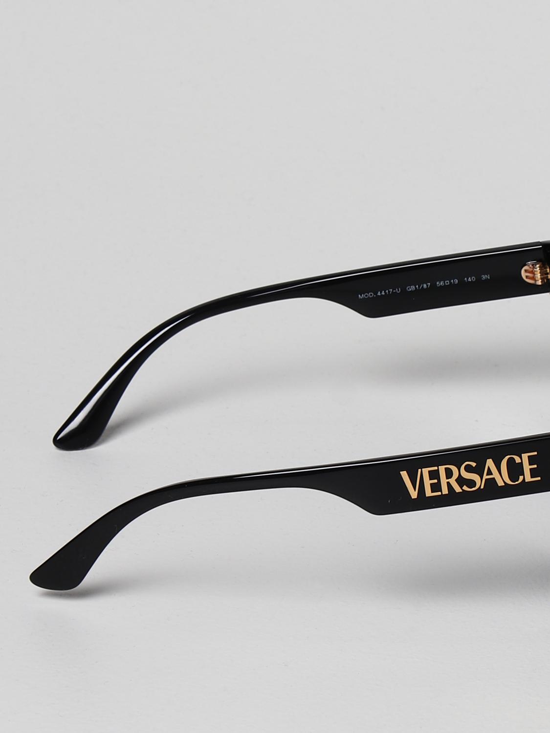 VERSACE OCCHIALI DA SOLE: Occhiali da sole Versace con logo, Nero 2 - Img 3