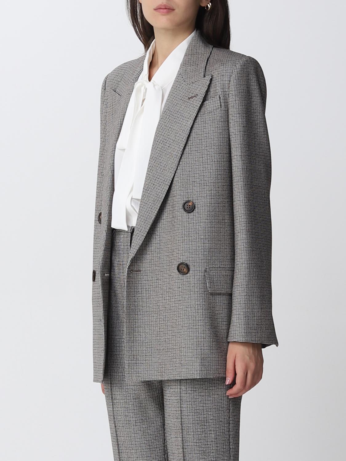 アウターその他 BRUNELLO CUCINELLI Woman Blazer Yellow Cream MB0452297 C2976 Brunello Cucinelli Diagonal Button-Front Viscose Blazer