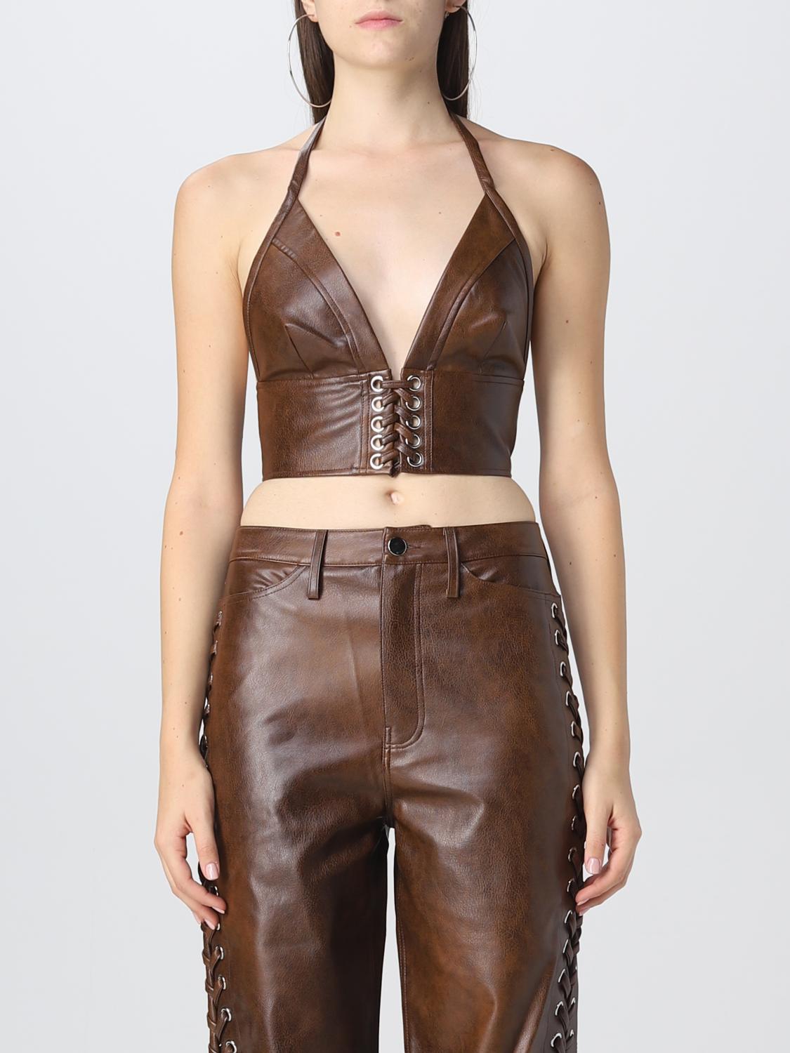 ROTATE TOP: Top Rotate in similpelle, Marrone - Img 1