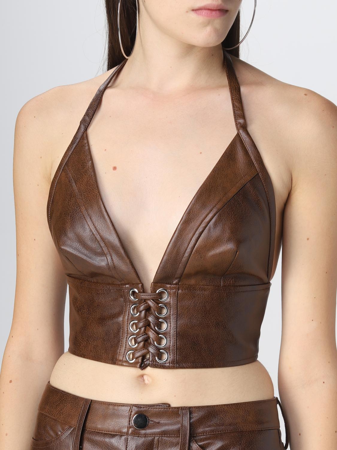 ROTATE TOP: Top Rotate in similpelle, Marrone - Img 4