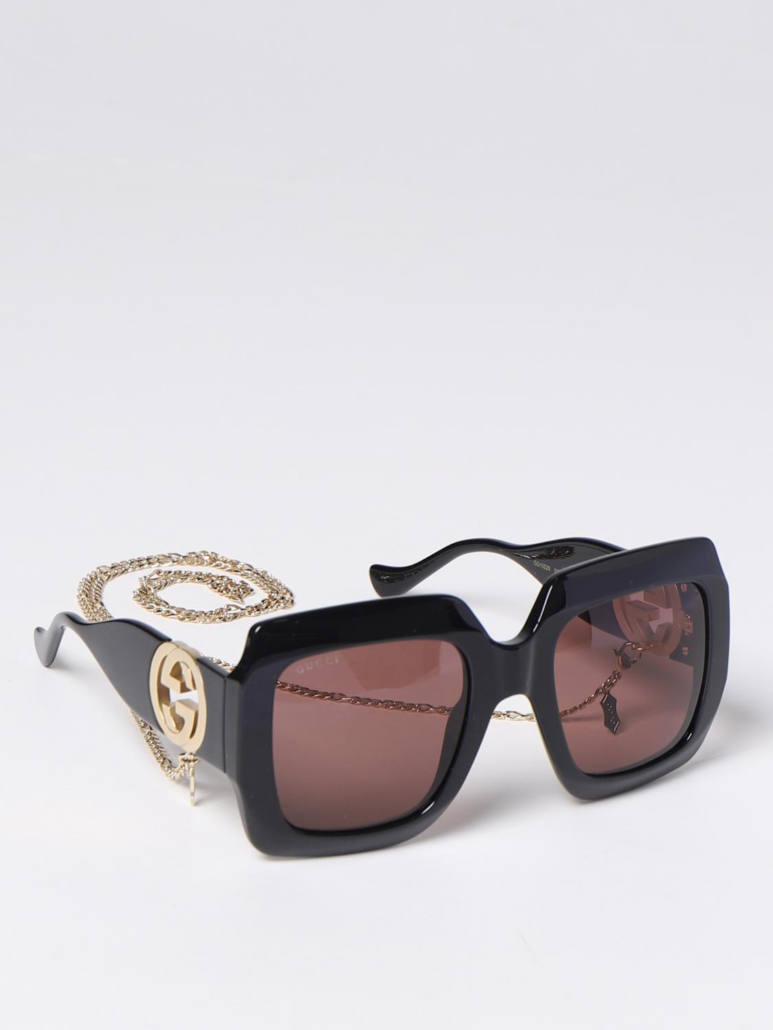 GUCCI OCCHIALI DA SOLE: Occhiali da sole Gucci con logo GG, Nero - Img 1
