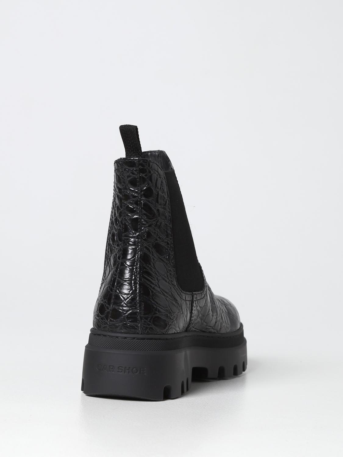 Bottines (Boots) Car Shoe En Cuir Noir Avec Boucle - Taille 38, Talon Carré 4.5 Cm, Vintage