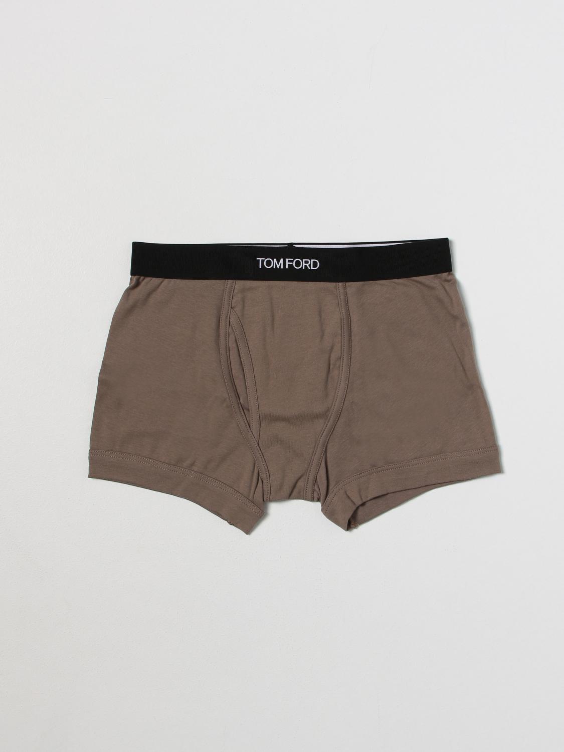 TOM FORD INTIMO: Boxer Tom Ford in cotone stretch, Marrone - Img 1
