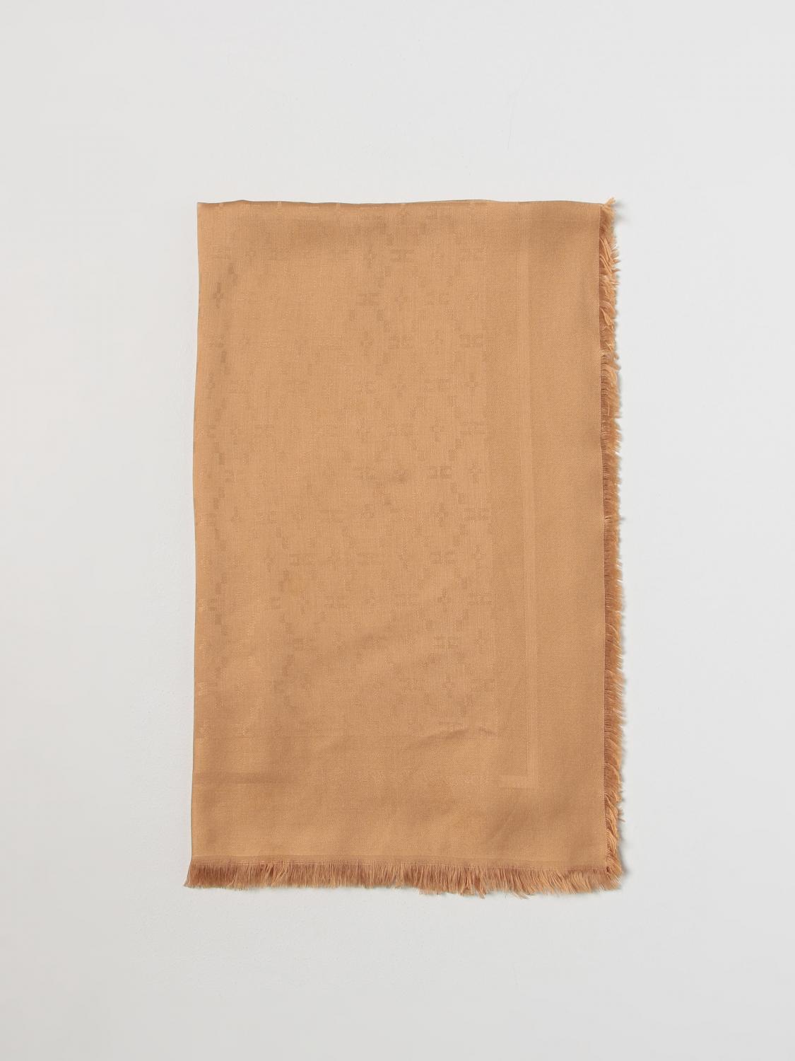 ELISABETTA FRANCHI SCIARPA: Sciarpa Elisabetta Franchi in tessuto con logo jacquard, Marrone - Img 1