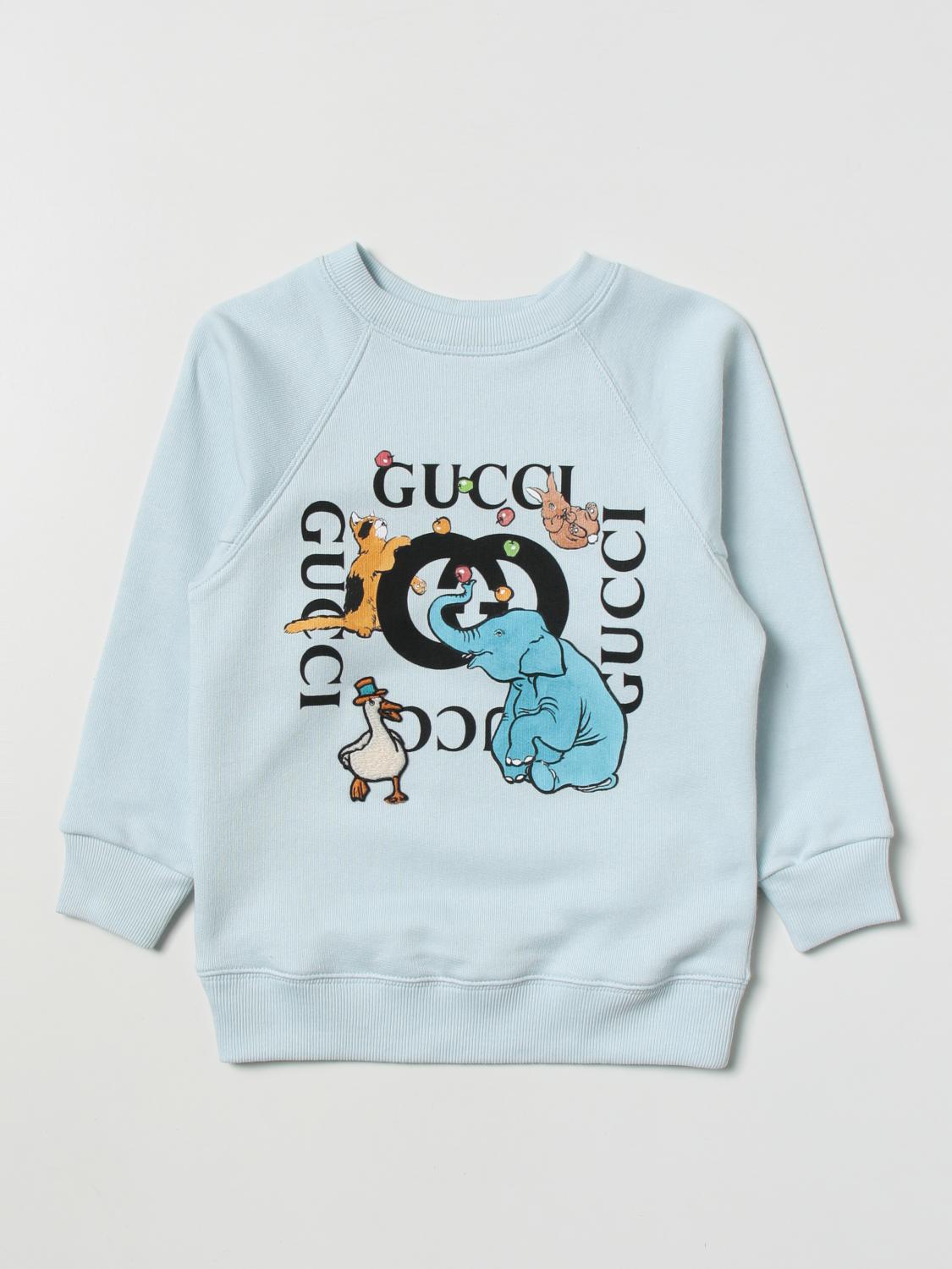 GUCCI: GG cotton sweatshirt with animals - Sky | Gucci