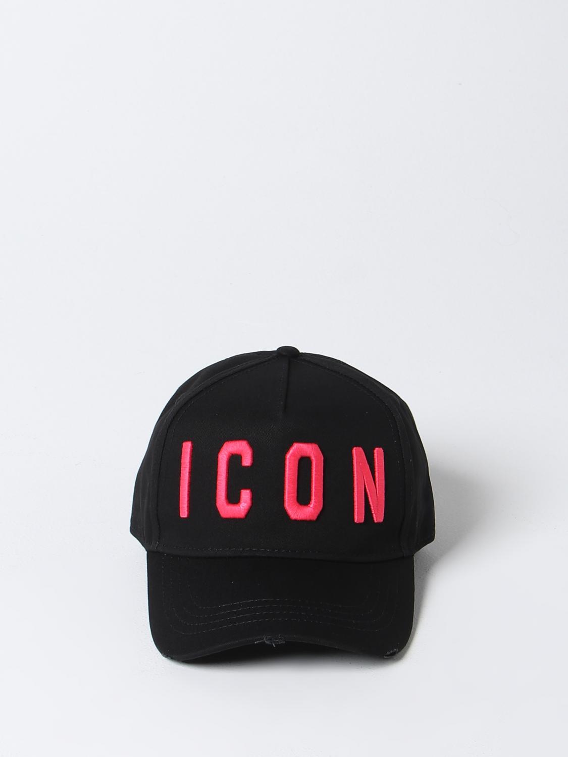 DSQUARED2 CAPPELLO: Cappello Icon Dsquared2 in cotone, Nero 1 - Img 2