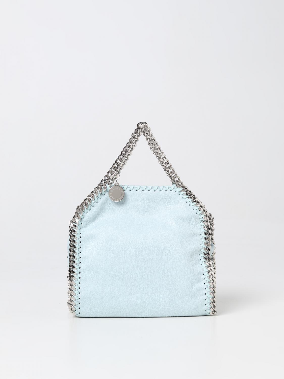 STELLA MCCARTNEY BORSA MINI: Borsa Falabella Stella McCartney in pelle sintetica scamosciata, Acqua - Img 1