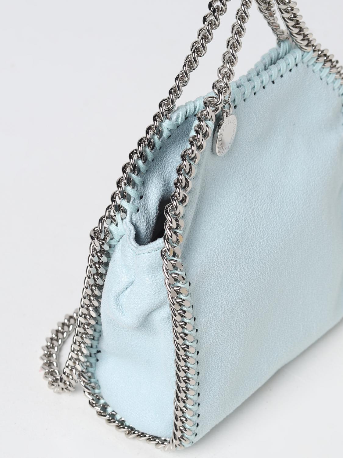 STELLA MCCARTNEY BORSA MINI: Borsa Falabella Stella McCartney in pelle sintetica scamosciata, Acqua - Img 3