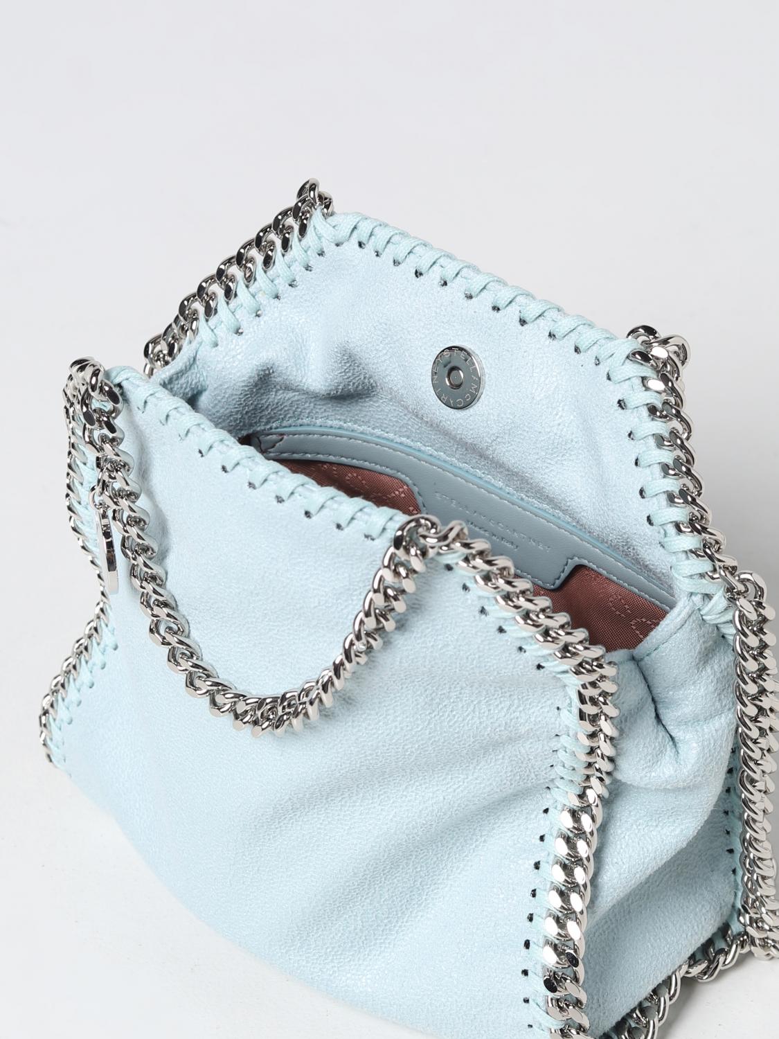 STELLA MCCARTNEY BORSA MINI: Borsa Falabella Stella McCartney in pelle sintetica scamosciata, Acqua - Img 4